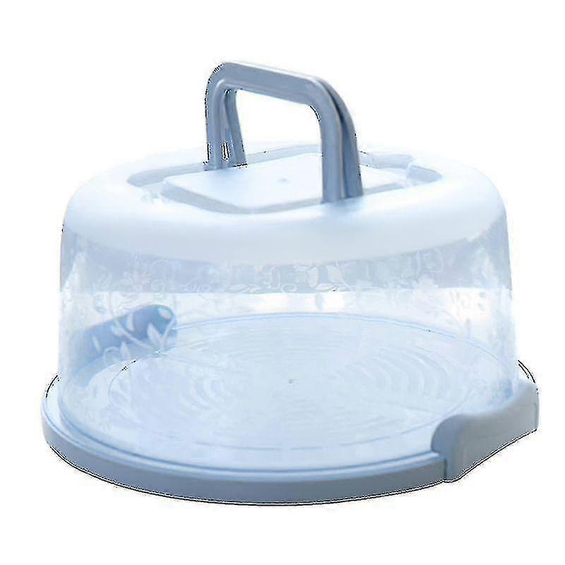 1pc Blue Plastic Round Cake Box With Handle Case Birthday Wedding Party Storage Box