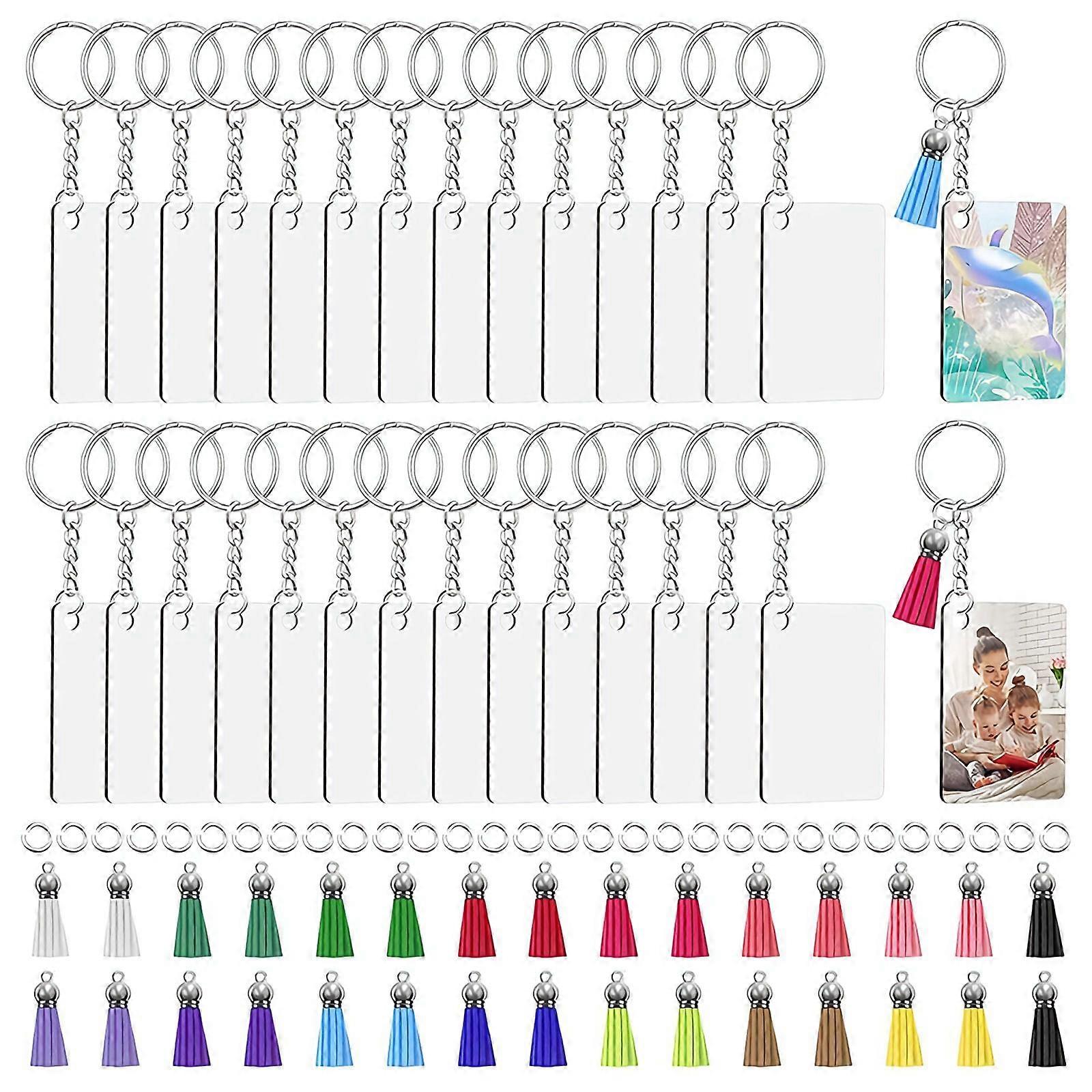 Sublimation Keychain Blanks Bulk, set of 30 Sublimation Keychain Blanks Set with Tassels, Keychain
