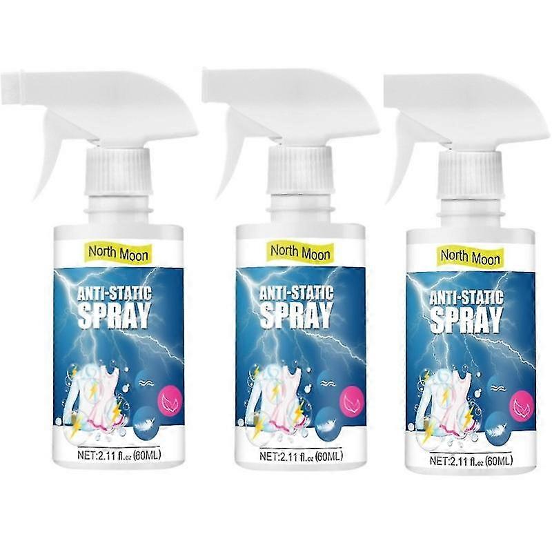 3pcs 防静电喷雾 350ml 透明喷雾防静电喷雾,适用于服装/头发/地毯 TAO