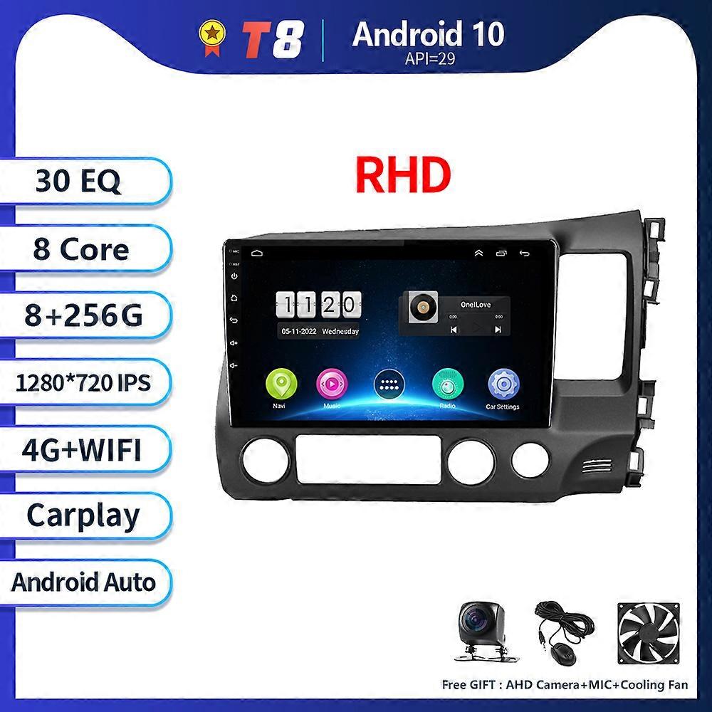 T8 8G 256G For Honda Civic 2005 - 2012 Car Radio Multimedia System Tape Recorder Navigation GPS Auto Android No 2 Din DVD
