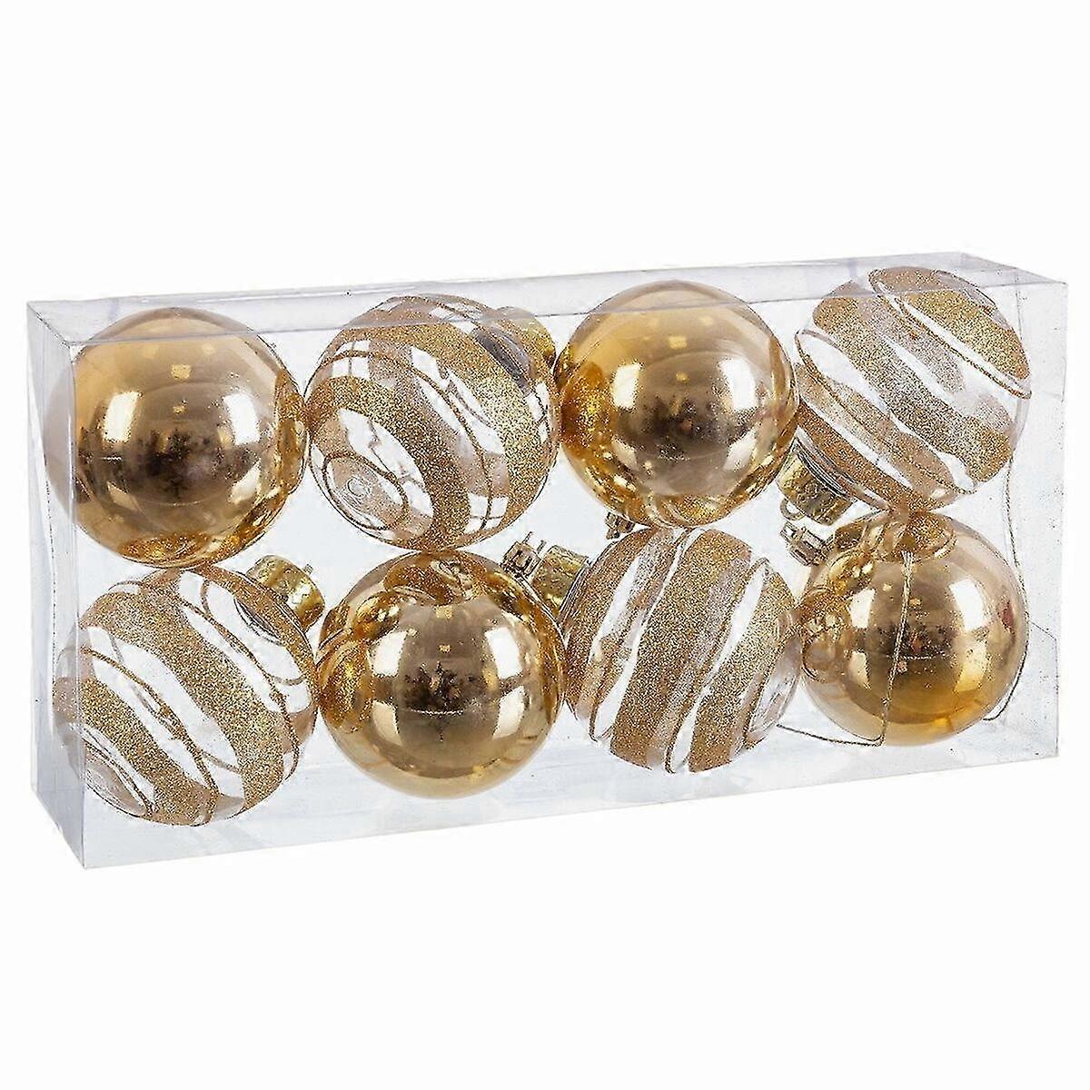 Kerstballen Goudkleurig Kunststof 8 x 8 x 8 cm (8 stuks)