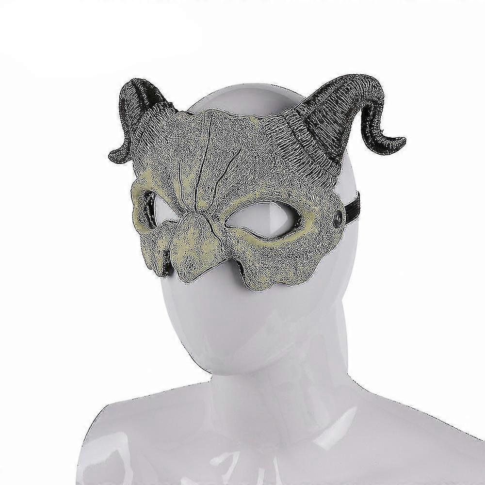 Half Face Ram Horn Devil Mask Para Disfraz de Cosplay