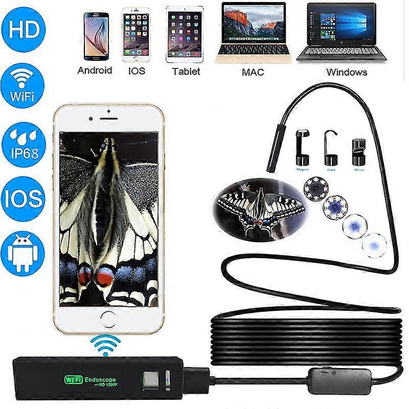 Ultra-clear endoscope 1200P close focus Apple Android IOS wifi mobile phone endoscope wireless endoscope 8mm10m)