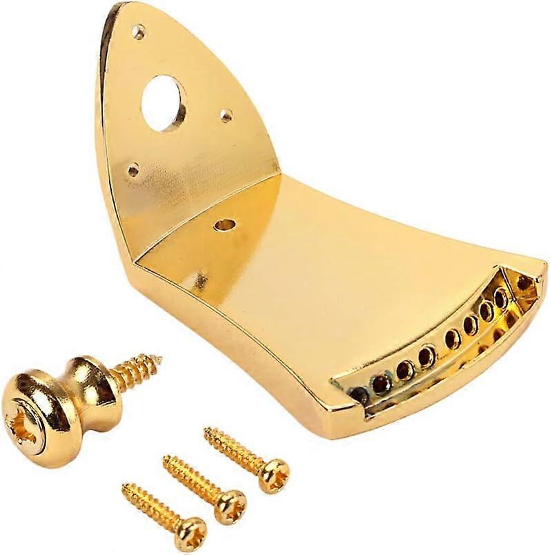 Metal Triangle Mandolin Tailpiece Parts for 8 String Arched Top Mandolin with Screws Guitar Strap Lock (Golden)