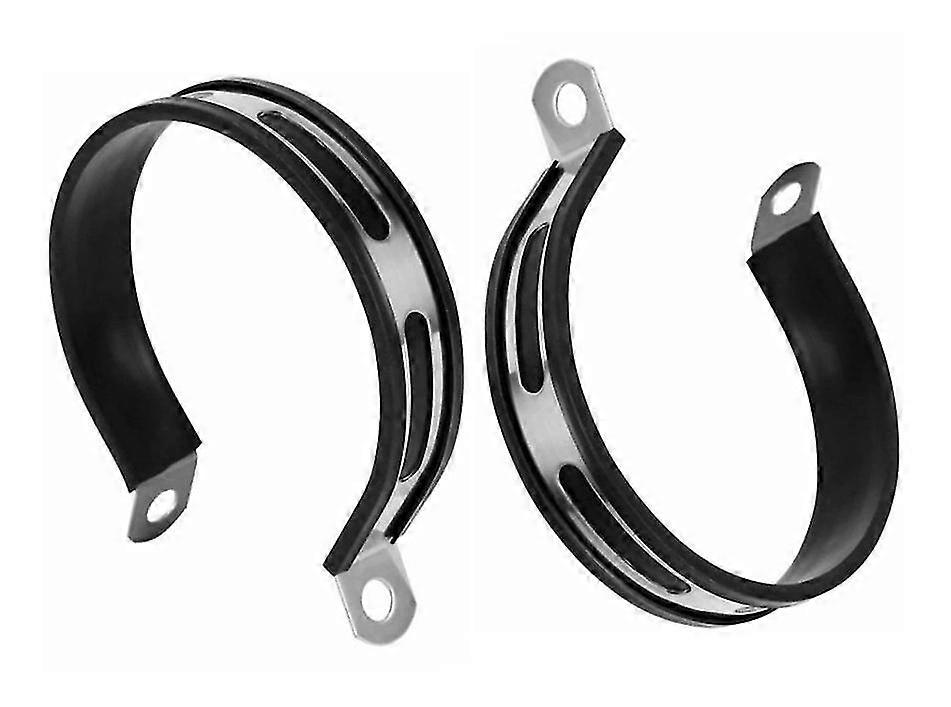 Udstødningslyddæmper clips, motorcykel 11cm Rund trækulsfiber fastgørelsesring / udstødningsrør Rund fastgørelsesring (farve: sort, sølv) (2stk)