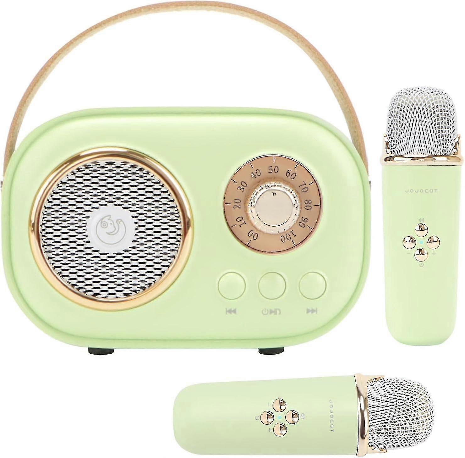 Mini machine à karaoké avec 2 micros sans fil, jouets de haut-parleur Bluetooth portables, petite machine à karaoké avec des basses améliorées par le son stéréo