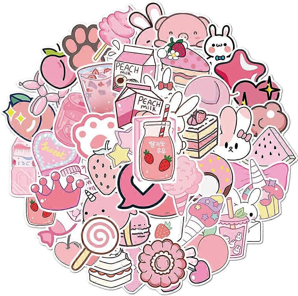 물병용 귀여운 스티커 50PCS, 방수 비닐 미학 핑크 VSCO 스티커 하이드로플라스크 노트북 스케이트보드, 어린이용 카와이 스티커 팩