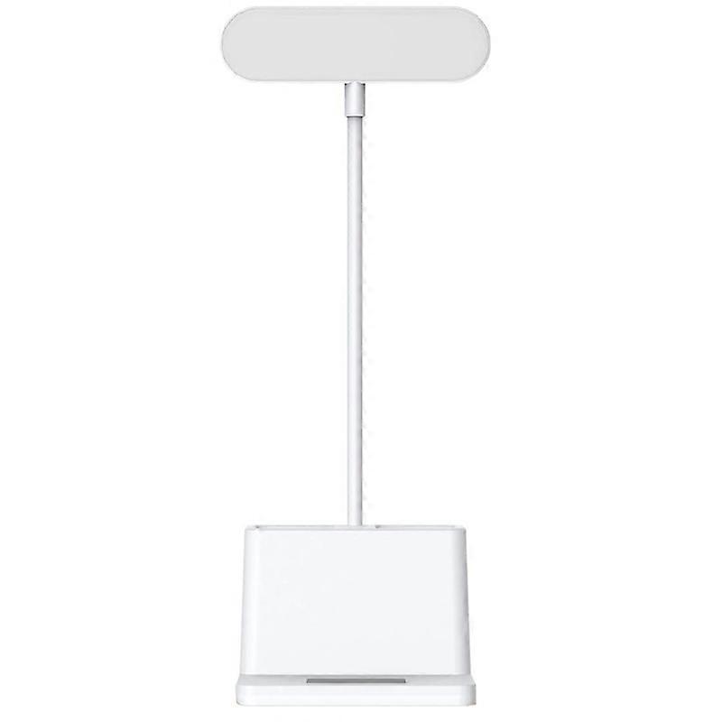 LED Desk Lamp with Pen Holder, Desk Light for Computer/Desktop - White, Rechargeable, Eye-Caring, F