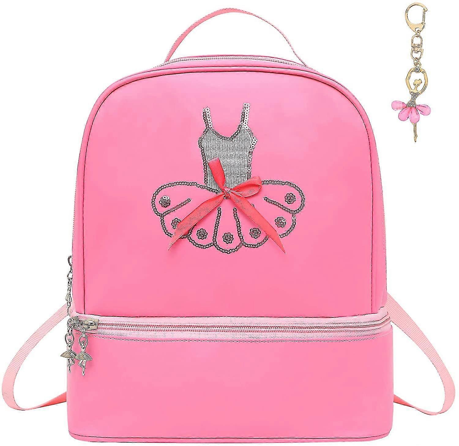 حقيبة ظهر رقص باليه لطيفة مع فستان توتو وسلسلة مفاتيح، وردي، 7 قطع