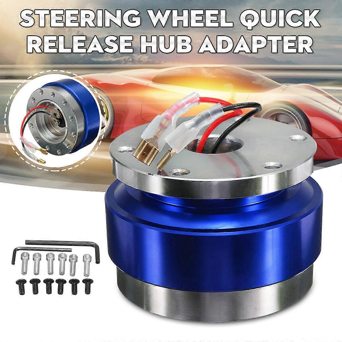 Universal Car Steering Wheel Quick Release Hub Adapter Snap Off Boss Kit Blue