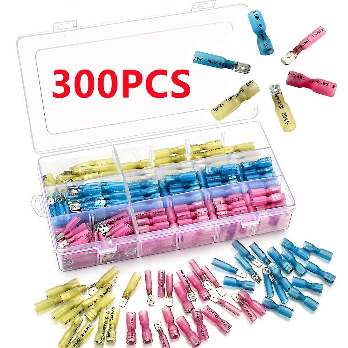 300/220PCS MDD/FDD Insulated Butt Wire Connector Heat Shrink Crimp Terminals Kit Electrical Cable Male Female Spade Terminal