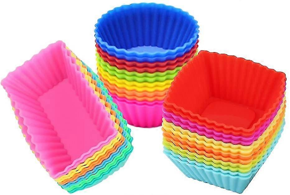 silicone cupcake muffin baking cups liners 36 pack reusable non-stick cake molds sets