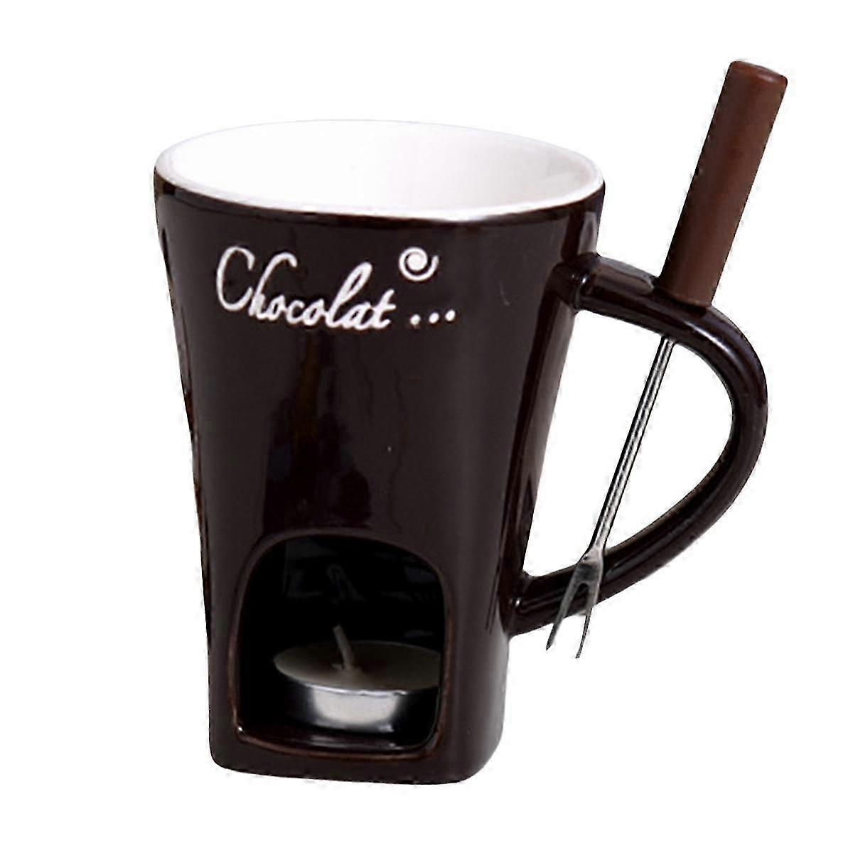Fondue Mug Set Chocolate Cheese Milk Cream Making Set Single Butter Melter Baking Cup Candlestick B