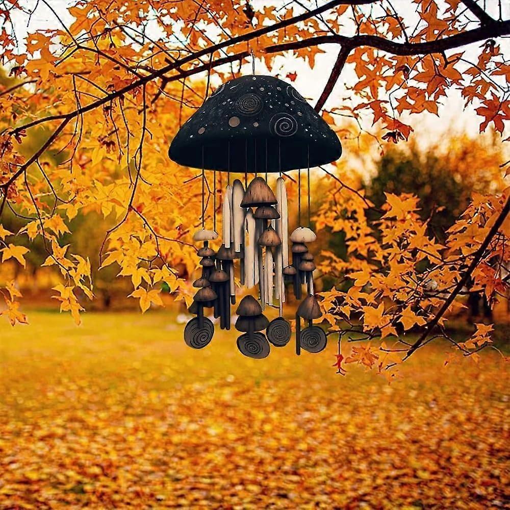 Mushrooms Wind Chimes Garden Hanging Ornament, Outdoor Memorial Windchime with Soothing Melodic Tones for Patio Decor, 35cm