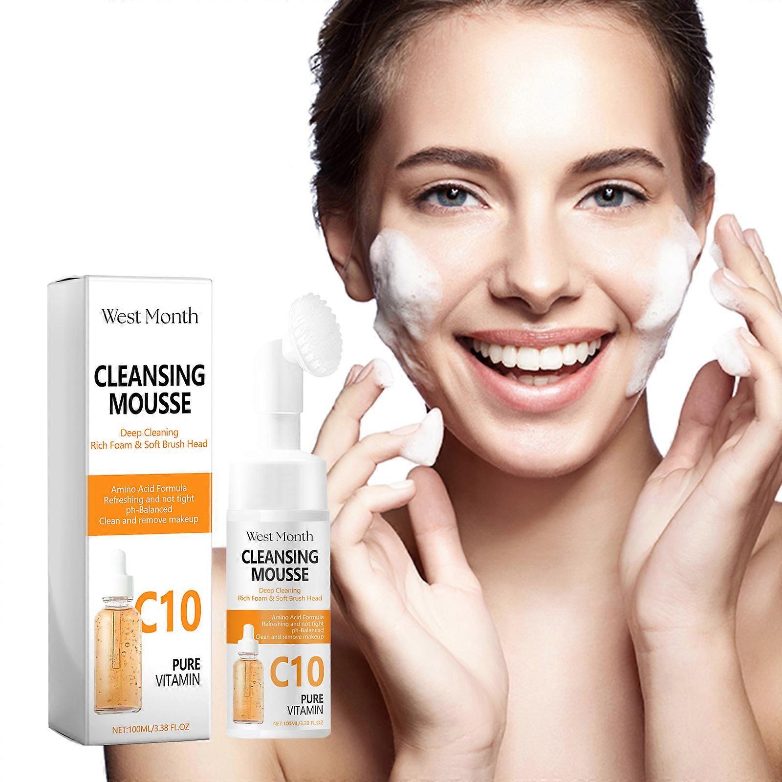 Καθαριστικό Προσώπου με Βιταμίνη C, Vitamin C Face Wash με Soft Brush Head, Amino Acid Foaming Face Cleanser, Βαθύς Καθαρισμός