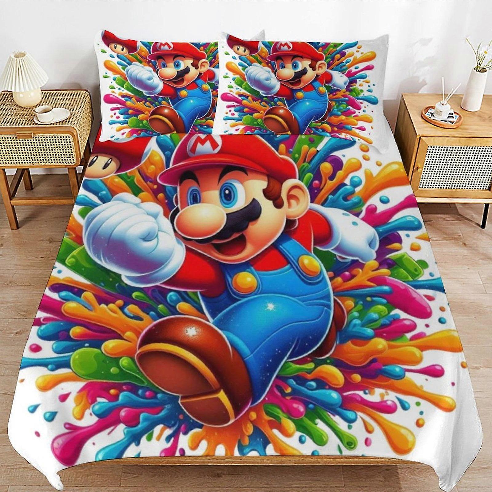 Bedding set JP172 Super Mario 3-Piece Comforter,Super Mario Bedding Set, Soft Microfiber Duvet Cover Set with Zipper Closure TH172