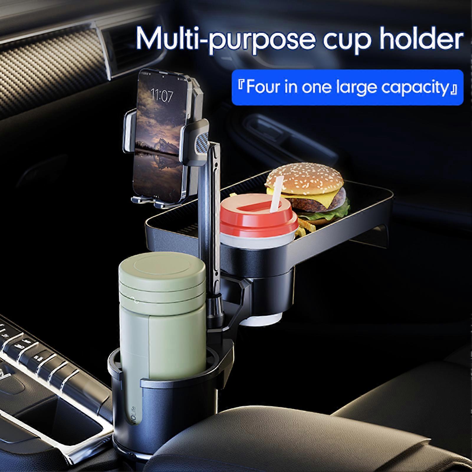 Car Cup Holder Multifunctional Cup Holder Expander with 360° Rotation Tray Mobile Phone Holder Adjustable Base Auto Front Back Seat Organizer (Size S