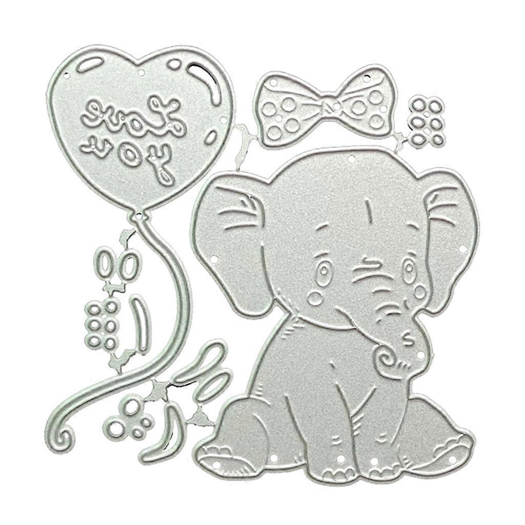Cute Sitting Elephant Metal Dies Bow Balloon Embossing Script Dies Stencils