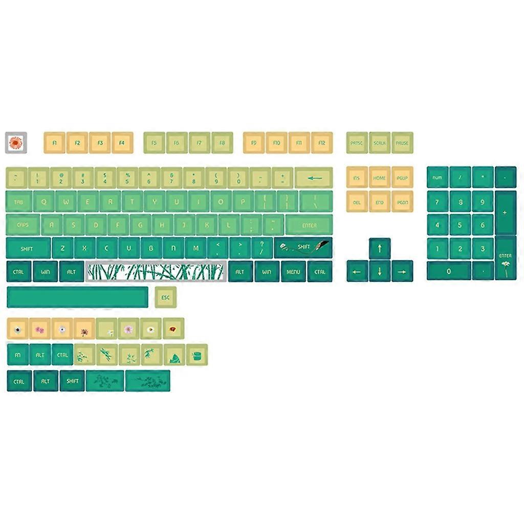 128 Keys Keycaps XDA Profile Bamboo Keycaps PBT DyeSublimation for Mechanical