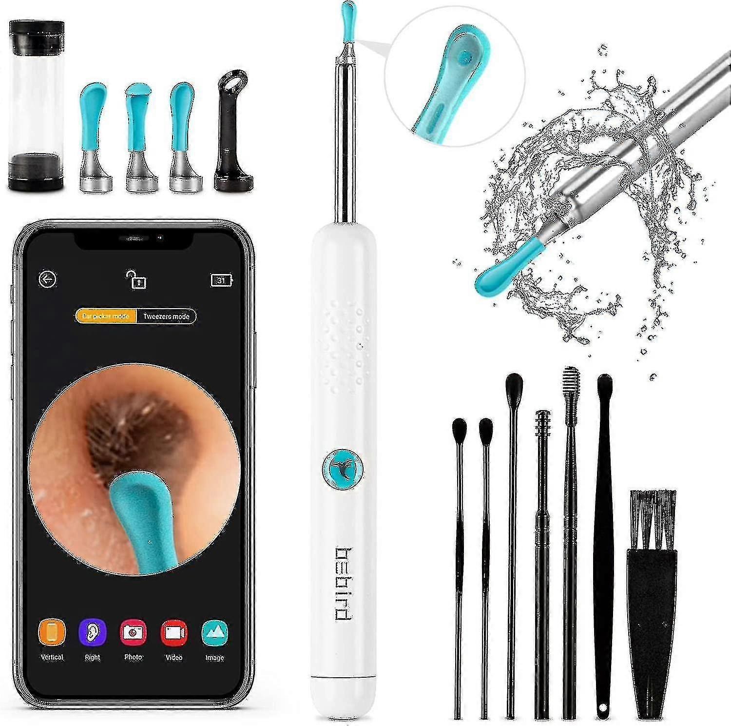 Ear Wax Removal Tool Camera - R1 Upgraded Anti-fall Off Eartips Ear Cleaner With Camera, Wireless Otoscope With 1080