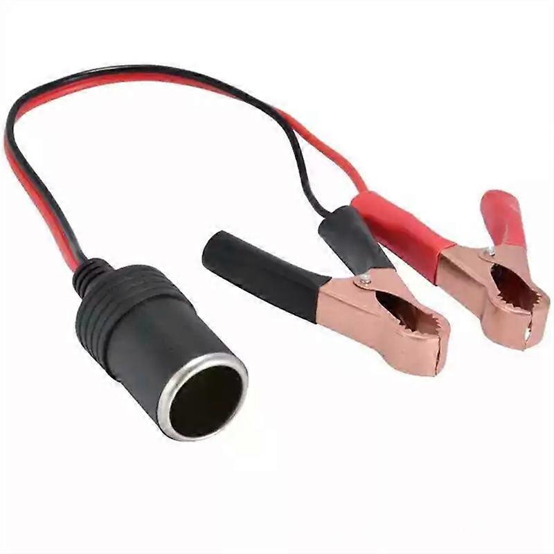 12V Portable Clip On Cigarette Lighter Clamp Power Socket Adapter Car Battery Terminal Plug Power Plug Adapter Crocodile Clip| |