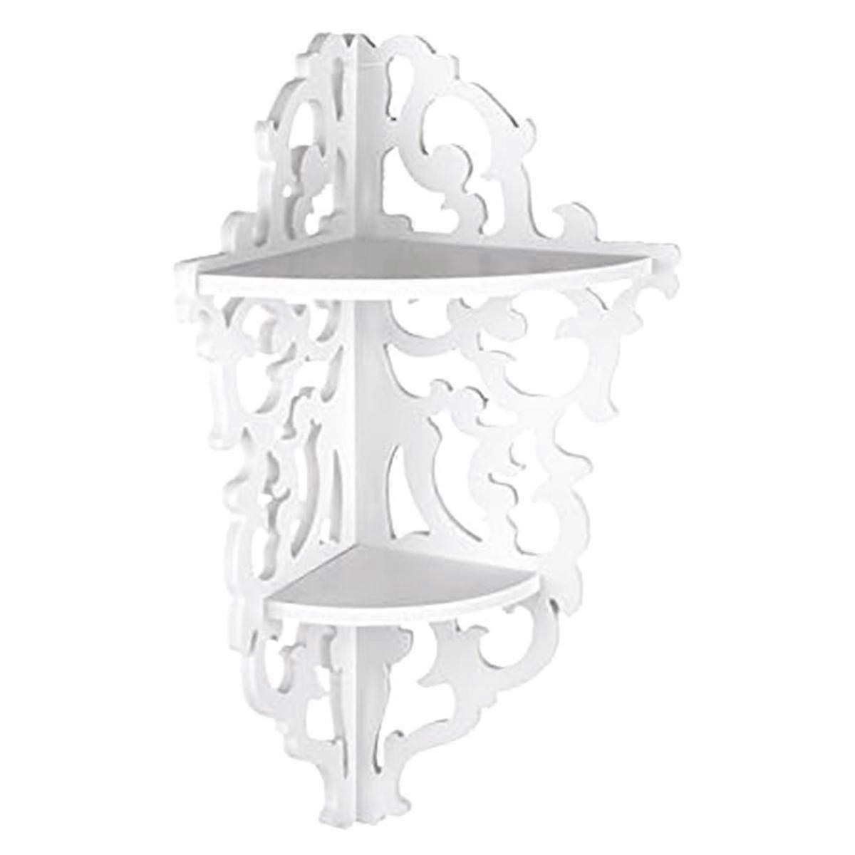 Corner Shelf 2 Tier Wall Mounted Carved Home Bathroom Corner Shower Storage Shelf Corner Display Rack for Decoration