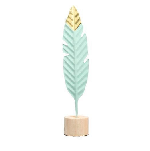 Ornament,Metal Feather Ornaments Wood Base Home Modern Desktop Shelf Decoration