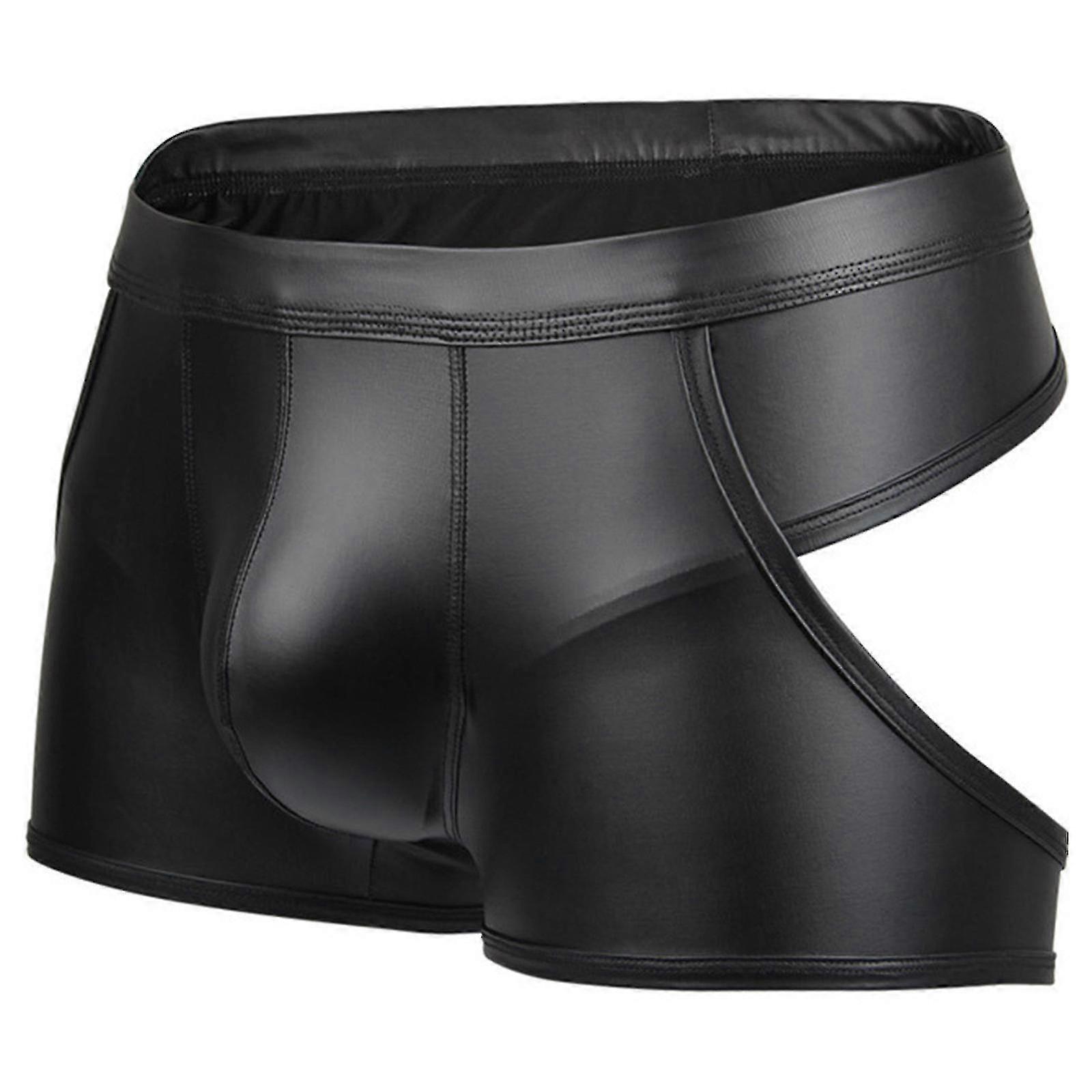 Männer Sexy String Kunstleder Dessous Slips Unterwäsche Boxer Shorts Slips String