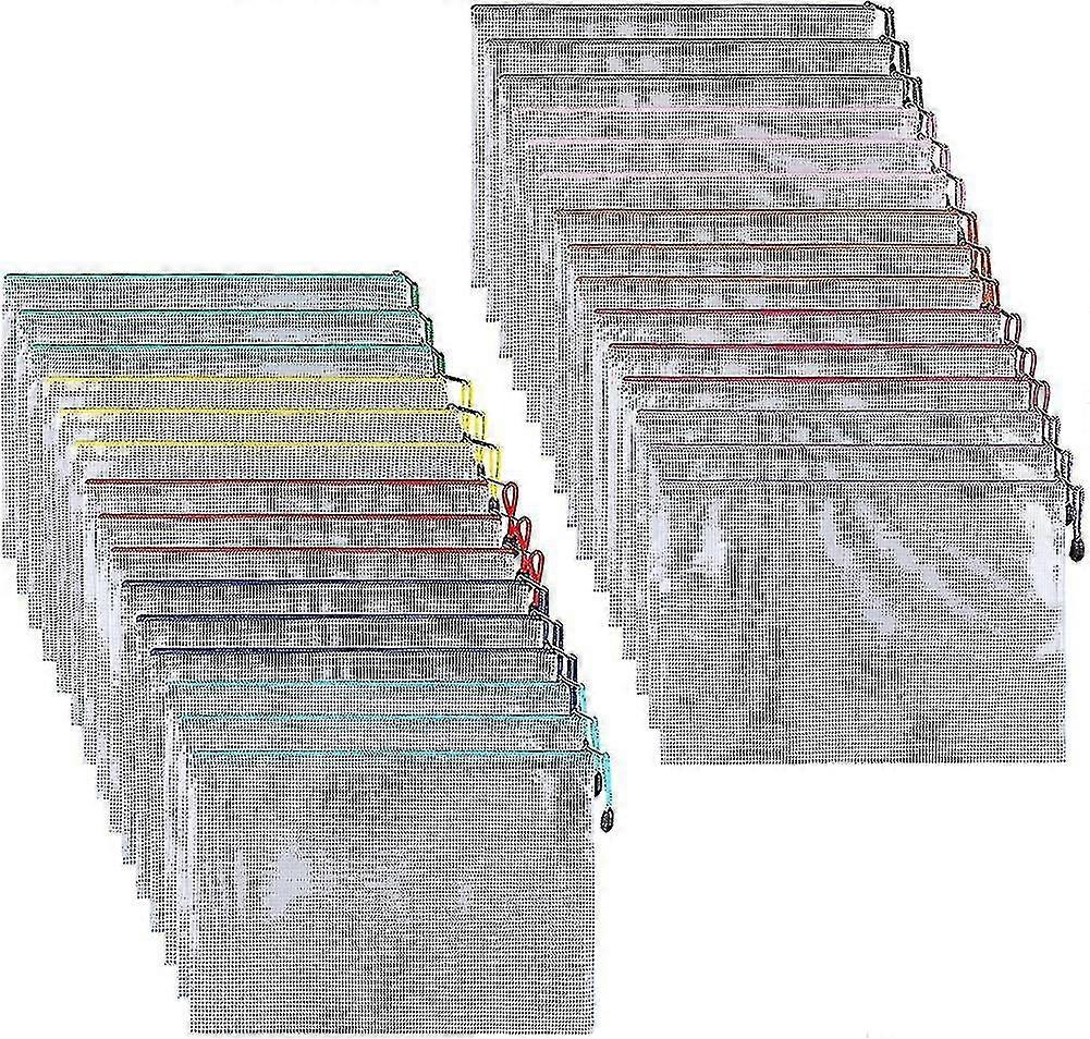 30 Pcs A6 Document Pouch / File Bag Plastic Pvc Mesh Zip Filing Cabinet Folder