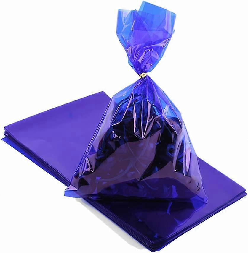 Sacos de Violoncelo Azul 9x6 polegadas para Sacos de Biscoito de Plástico Favor de Celofane, Pacote de 50