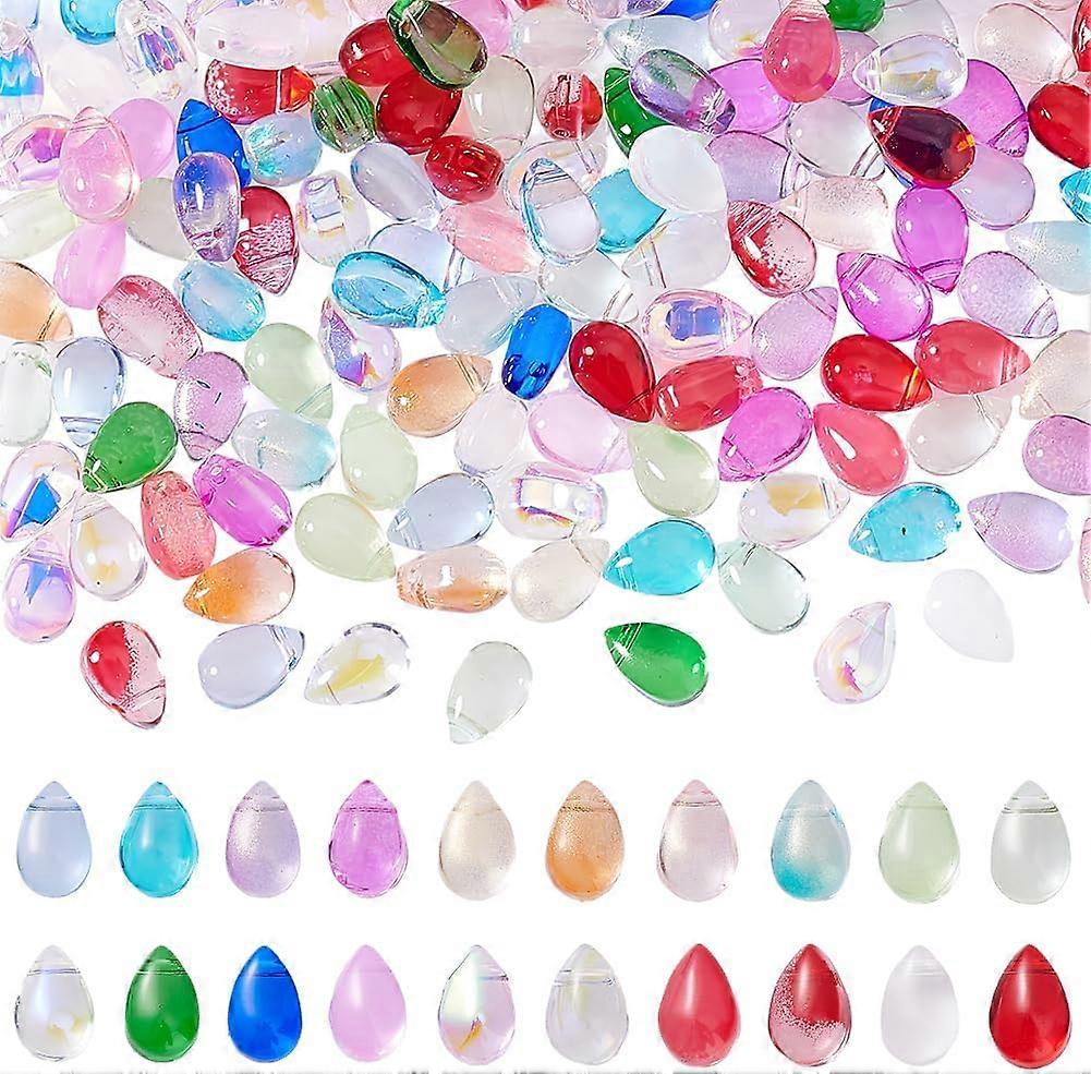 200Pcs 20 Colors Handmade Lampwork Beads Top Drilled Teardrop Mixed Color 9x5.5x5mm Hole: 1mm 10pcs/color
