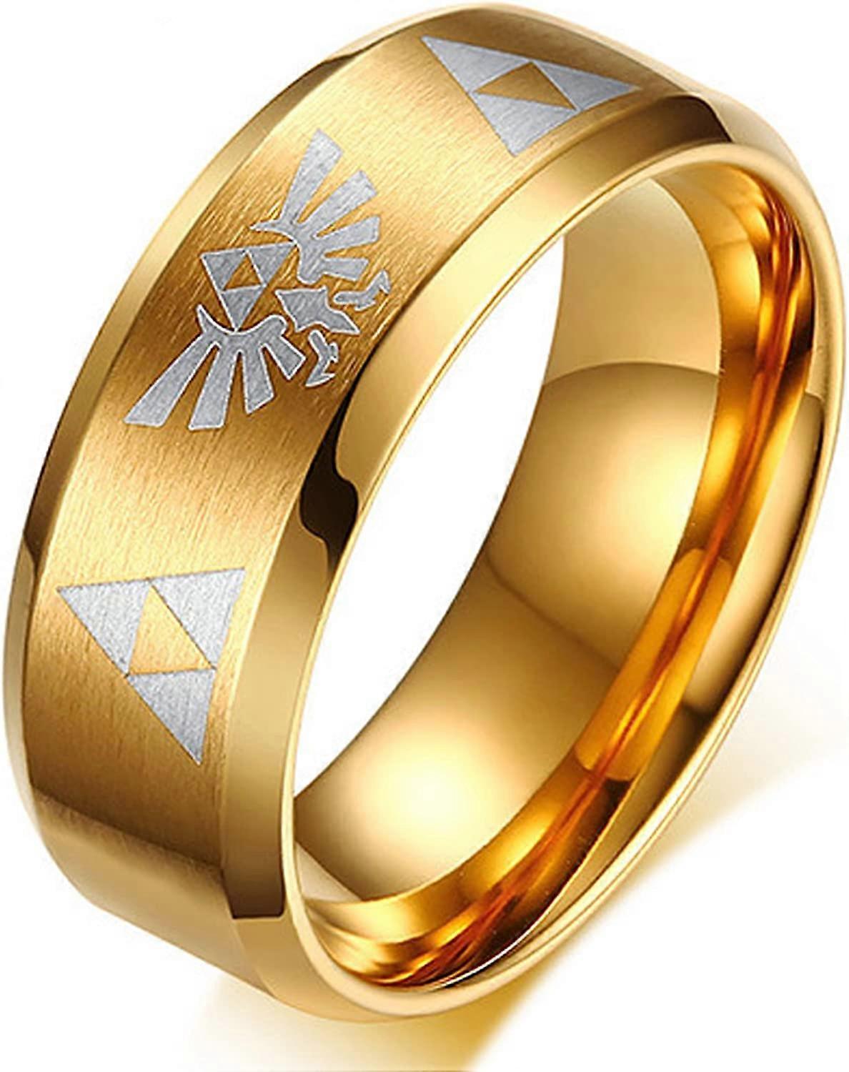 UBIUO خاتم The Legend of Zelda Triforce 8 مم ، أحزمة مطلية من الفولاذ المقاوم للصدأ - -8