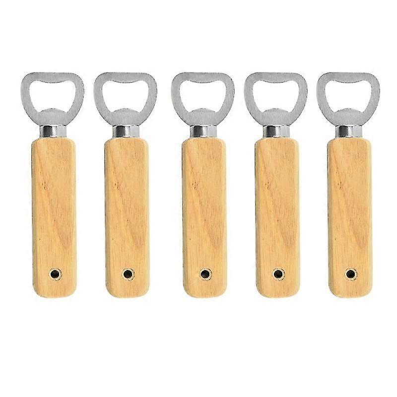 5 st handhållna bartenderflasköppnare, trähandtag (trä)
