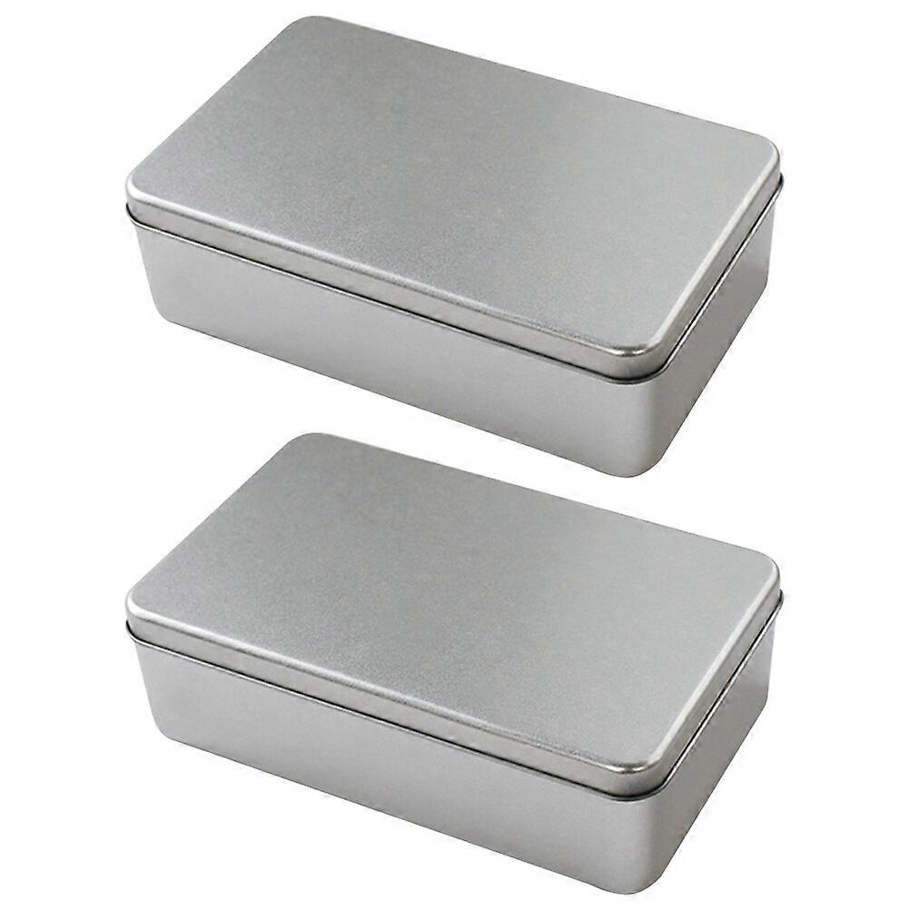 2Pcs Frosted Cover Candy Jars Cookie Storage Boxes Biscuit Tinplate Boxes Silver