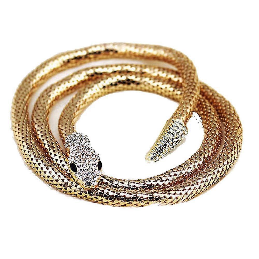 Collier serpent long à double usage exagéré en or et argent