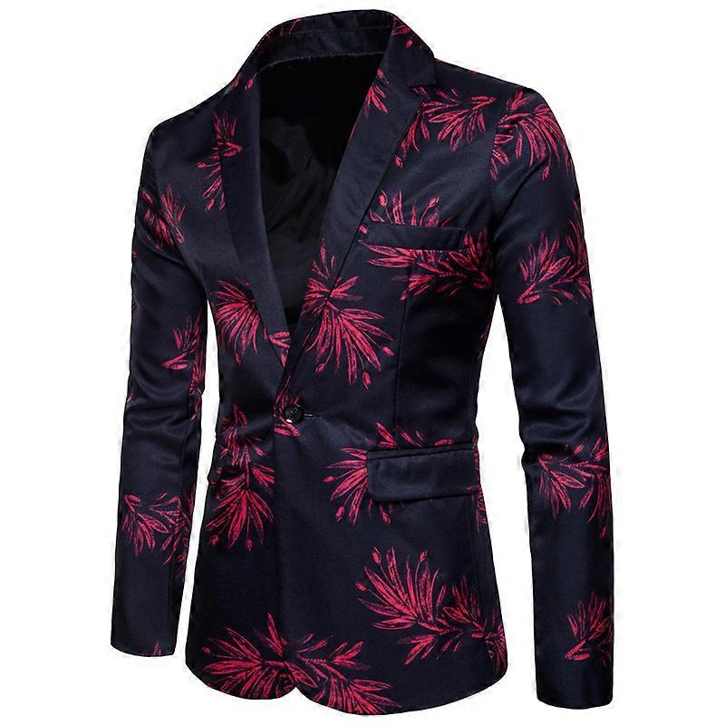 Herenmode Slim Fit Casual Print One Button Suit Jacket Blazer