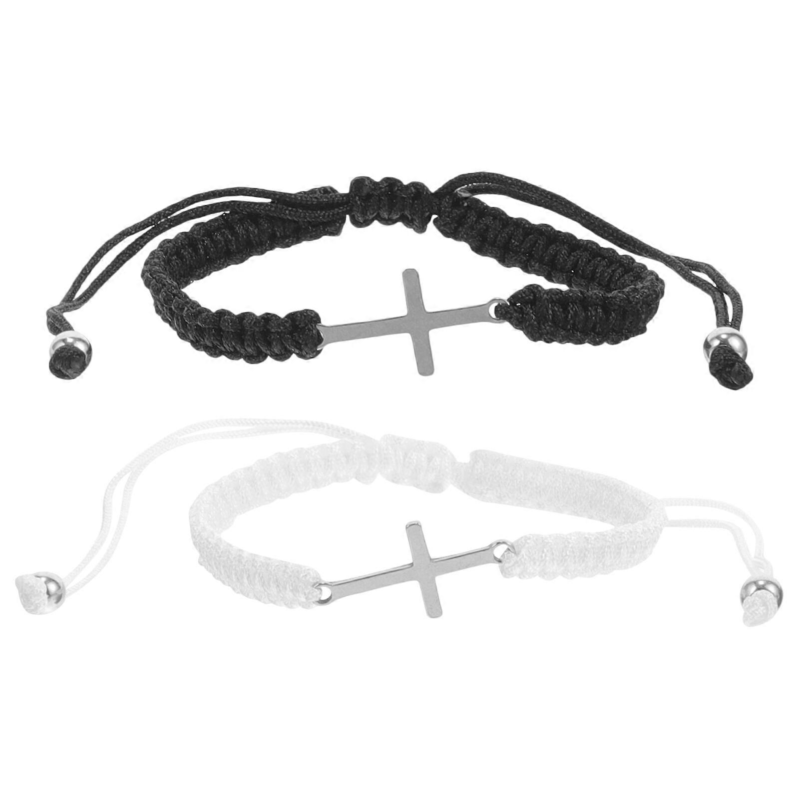 1 par Cross Charm Armband Flickor Vänskap Armband Vävda Armband Dragsko Cross Armband