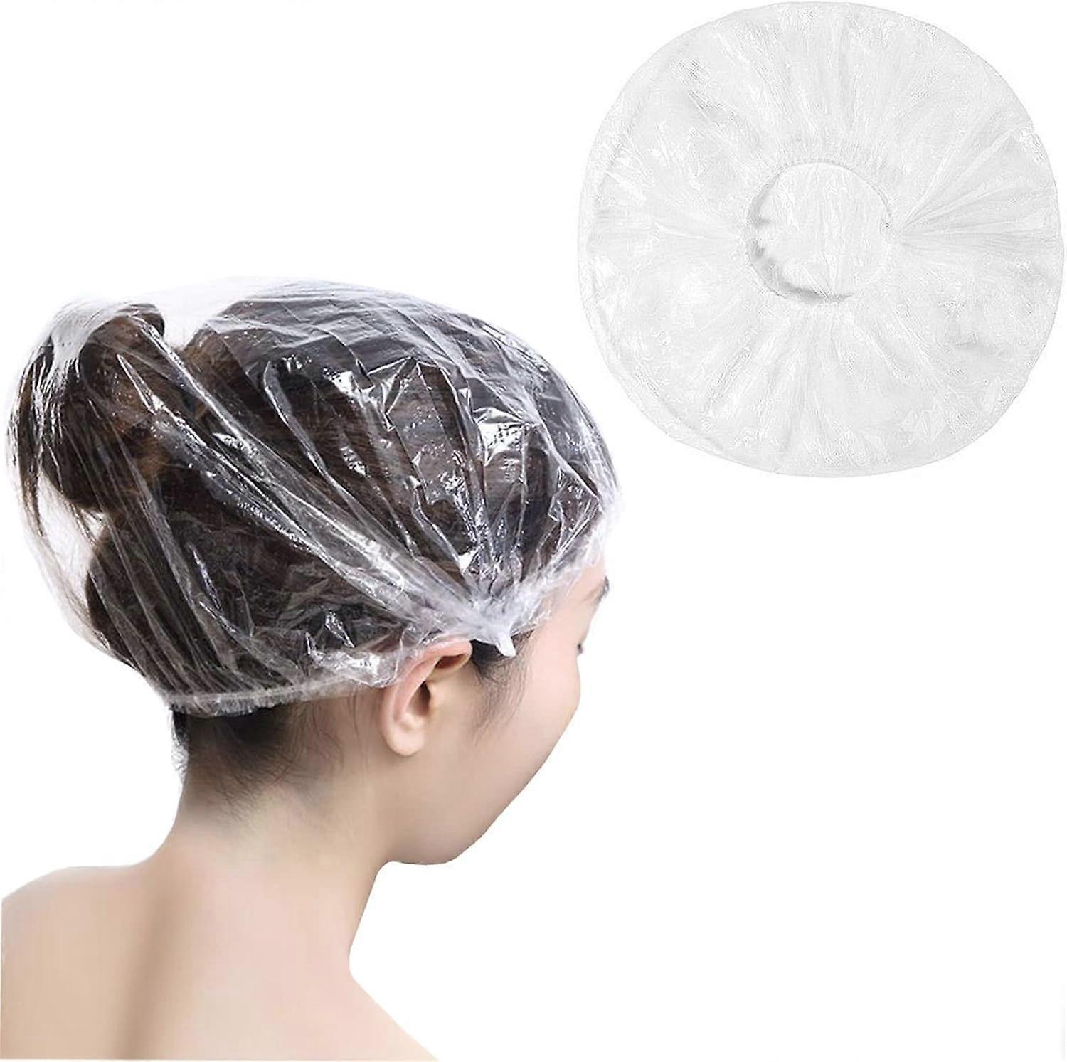 100 Pcs Disposable Shower Caps,Extra Elastic Waterproof Shower Caps,Clear Waterproof Plastic Shower Cap