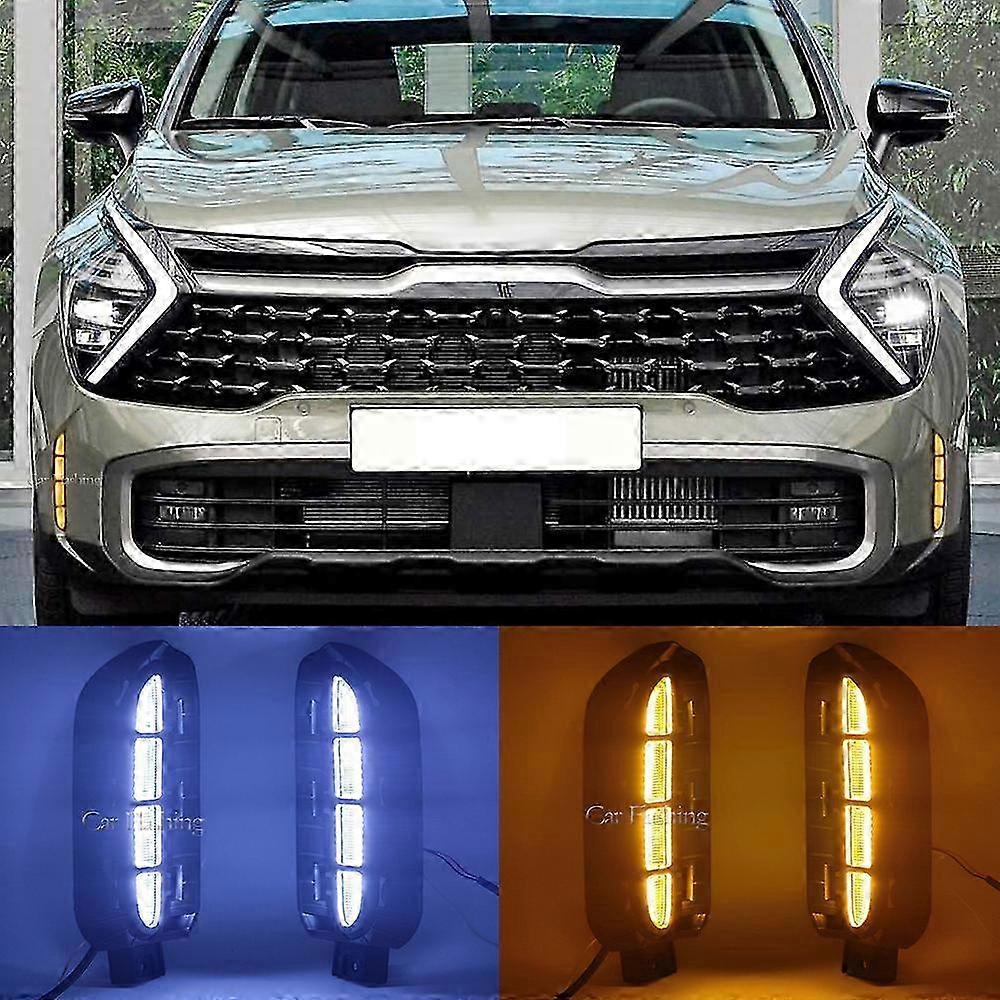 Superior Car LED DRL Front Bumper Fog Lamp For Kia Sportage 2023 Daytime Running Light Fog light wiht Dynamic turn signal