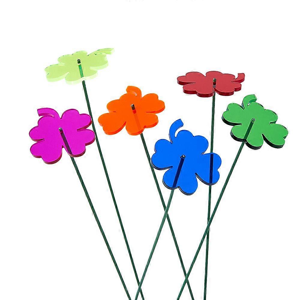 Acrylic Garden Stake with Iron Floral Wire Stems Clover 50x42.5x2.5mm