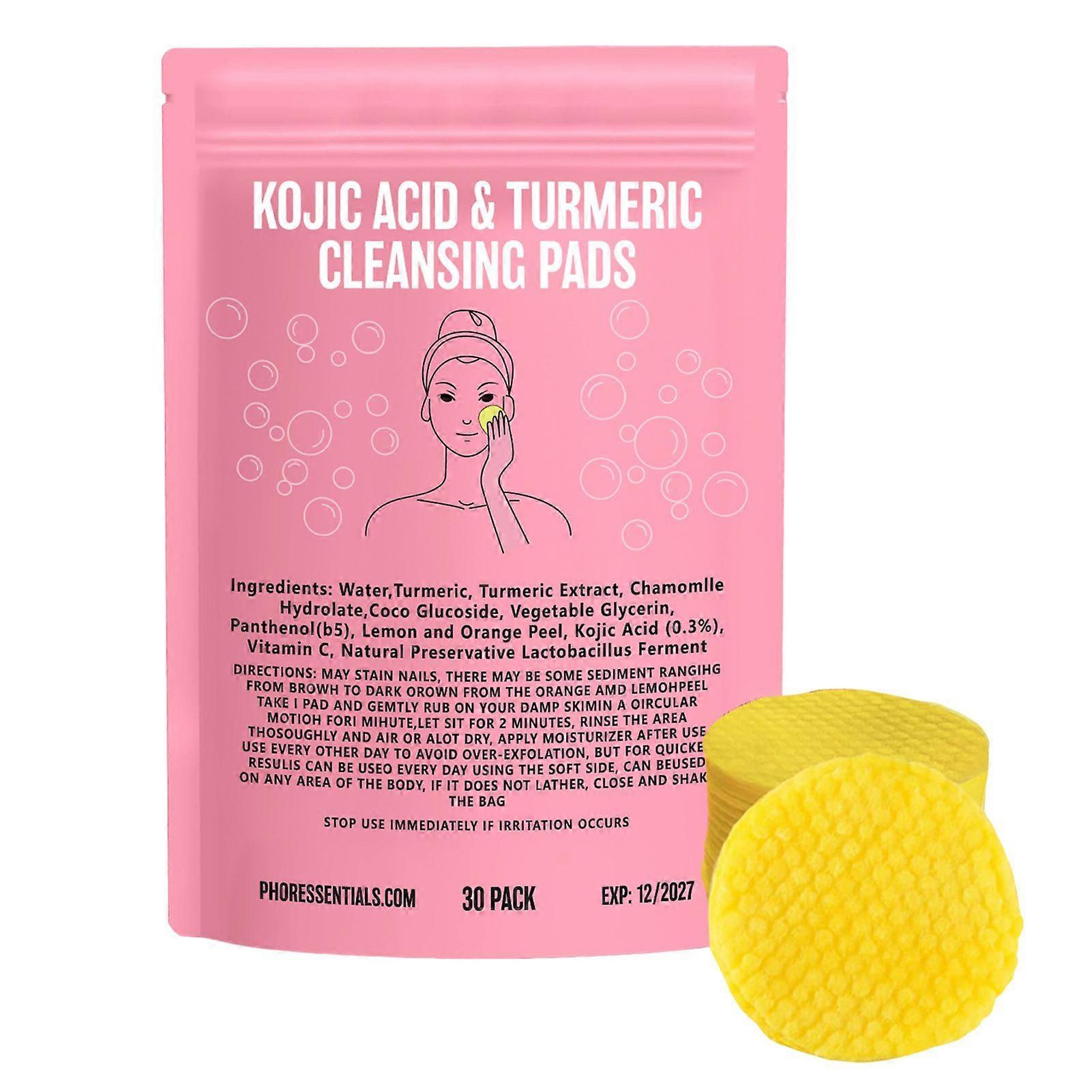 Turmeric Facial Cleansing Pads for Women, Deep Clean & Exfoliate, Gentle Kojic & Curcumin Face Care Pads