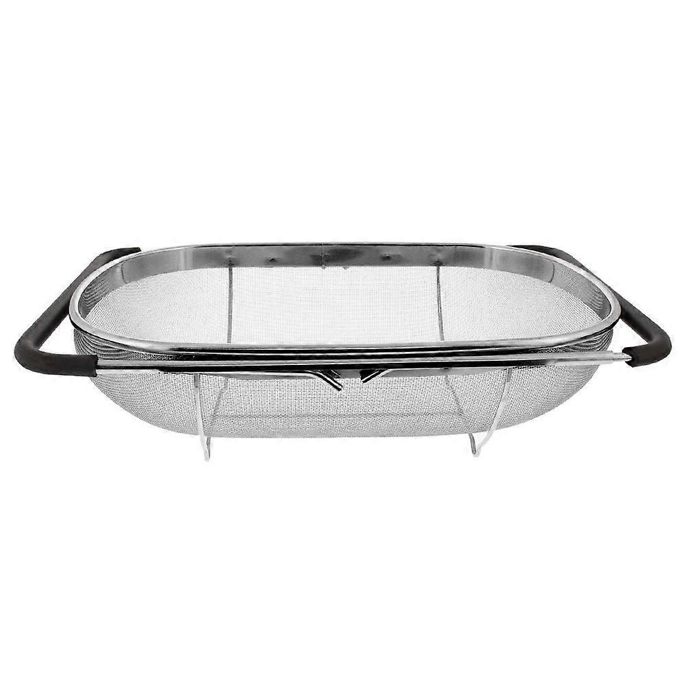 Stainless Steel Over-Sink Colander Expandable Fine Mesh Strainer With Rubber Grip