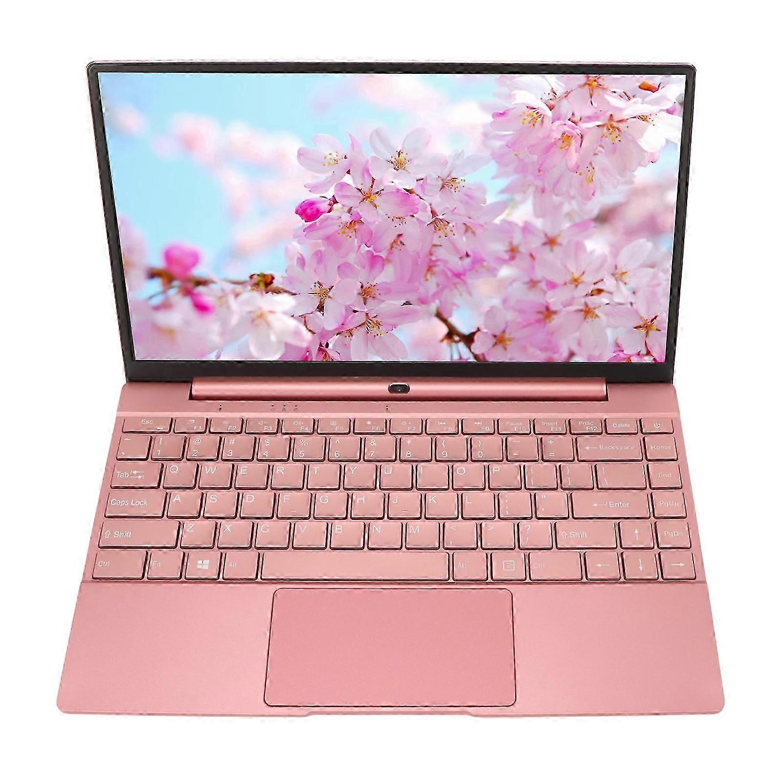 14 Inch Laptop Pink 8gb Ram Ips Display Aluminium Alloy Backlit Quad Core Laptop Computer For Work Home Uk Plug 100240v 8+512g Uk Plug