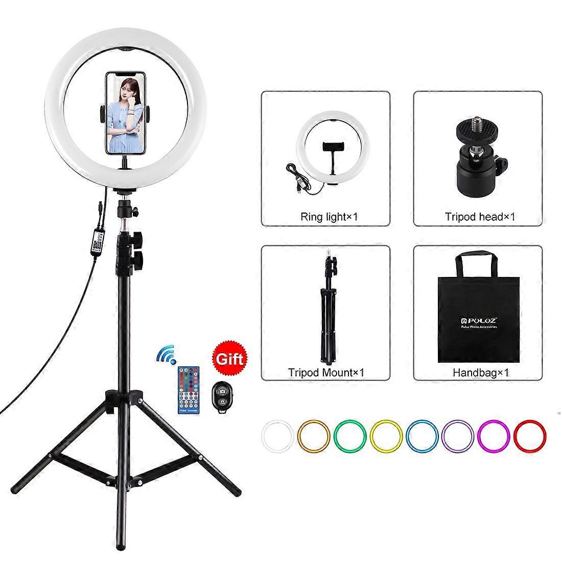 PULUZ 26cm Curved Surface RGBW LED Ring Light Broadcast Kits