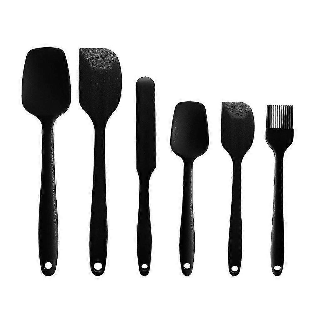 Silicone Spatula Set of 6, Heat Resistant Cake Cream Butter Butter Spatula BPA Free Kitchen Silicone Mixing Spatula Tool  (Black)