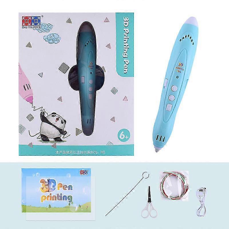 Blue:Pcl Low Temperature 3d Printing Pen (with 3 Colors Total 236inch Consumables) Usb Charging Wireless Graffiti Student Handmade Girls Children's To