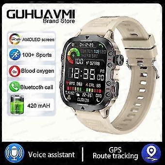 Rugged Military Black Smart Watch 2.01 Inch Screen Bluetooth Call Voice Assistant Watches Sports Fitness Waterproof Smartwatch