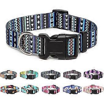Adjustable Nylon Dog Collar with Patterns, Soft Comfy Pet Collar for Small Medium Large Dogs (S, Arrow)