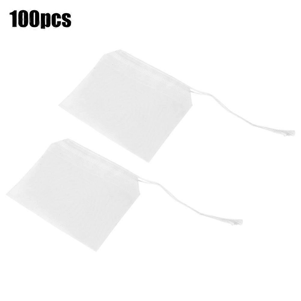 100pcs Nylon Clear Empty Tea Bags Herbal Filters Bulk Paper with Drawstring 67cm
