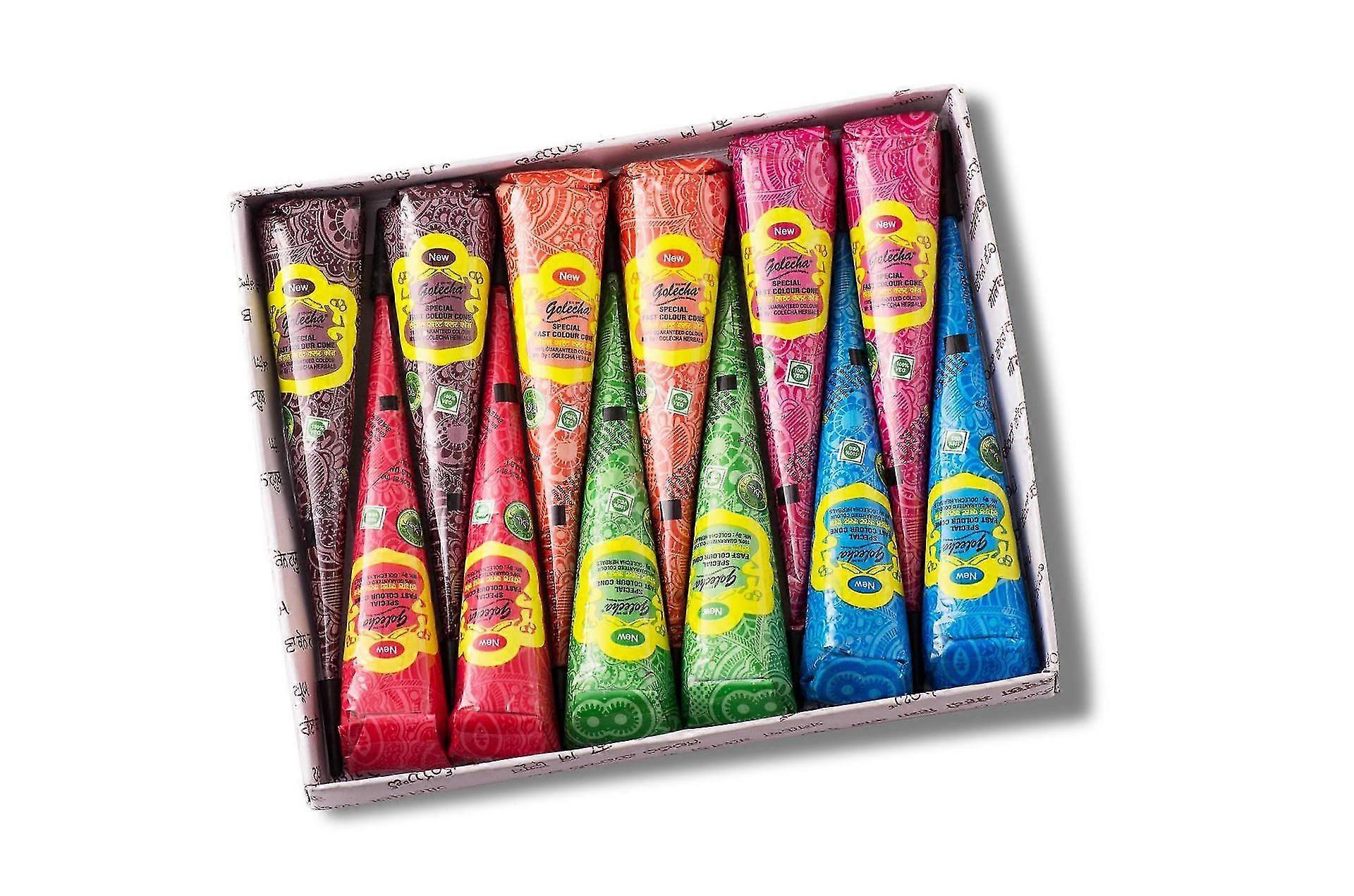 12pcs 100% Mehndi Cones Halal Veg, Clinically Tested Certified - For Temporary Bodyart Designs